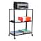 Mind Reader Rolling Cart, Microwave Stand, 3-Tier, Coffee Cart, Office, Metal, Black